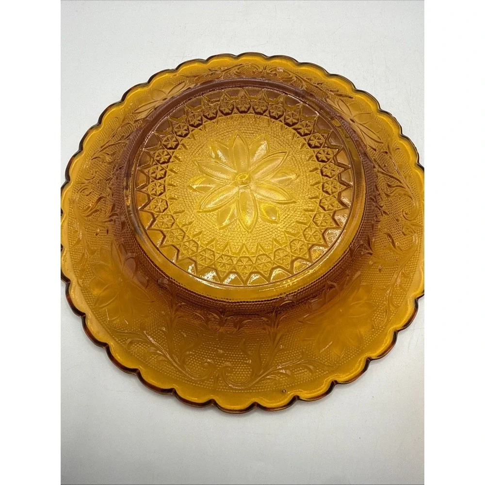 Tiara Amber Sandwich Indiana Covered Lidded‎ ROUND DOMED BUTTER CHEESE DISH
